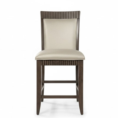 Ensemble de 2 chaises à hauteur de comptoir Davin en tissu gris