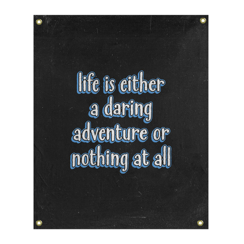 Tapisserie tableau noir en polyester life citation adventure, H 59 pi x l 50 po, Bleu