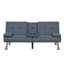 Canapé-lit convertible moderne en tissu gris avec ports USB et porte-gobelets rabattables