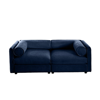 Stylish Storage Seat In Blue Chenille, 2 For A Relaxing Lounge Chenille With Storage, Ergonomic Support