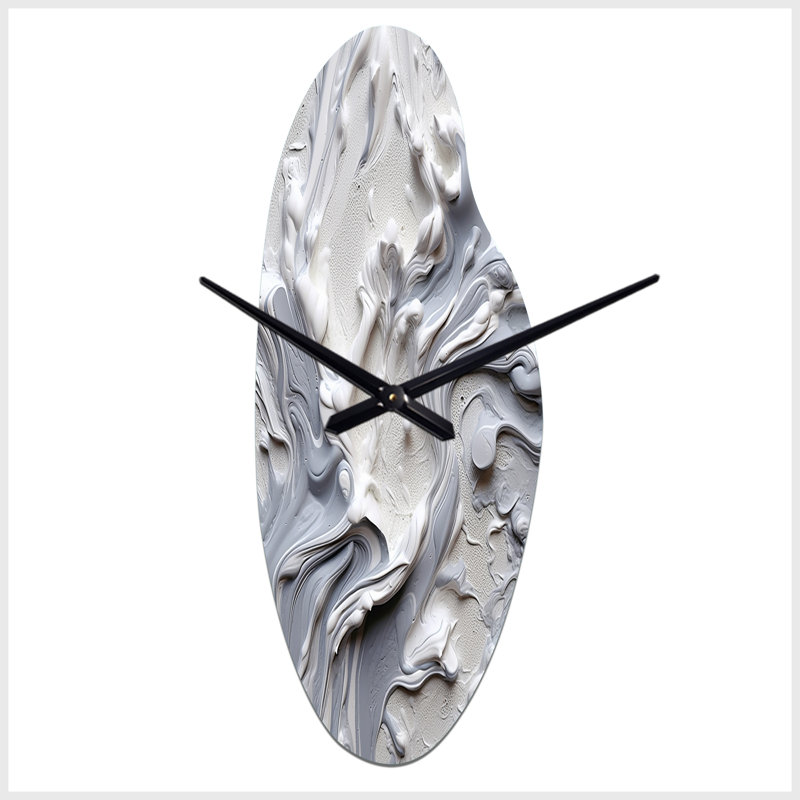 Dorney Gray and Cream Harmony In Chaos II - Horloge murale abstraite en forme unique, horloge grise, Grand