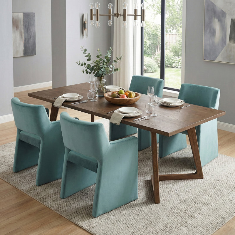 Chaise rembourrée en velours Hambrook, Vert
