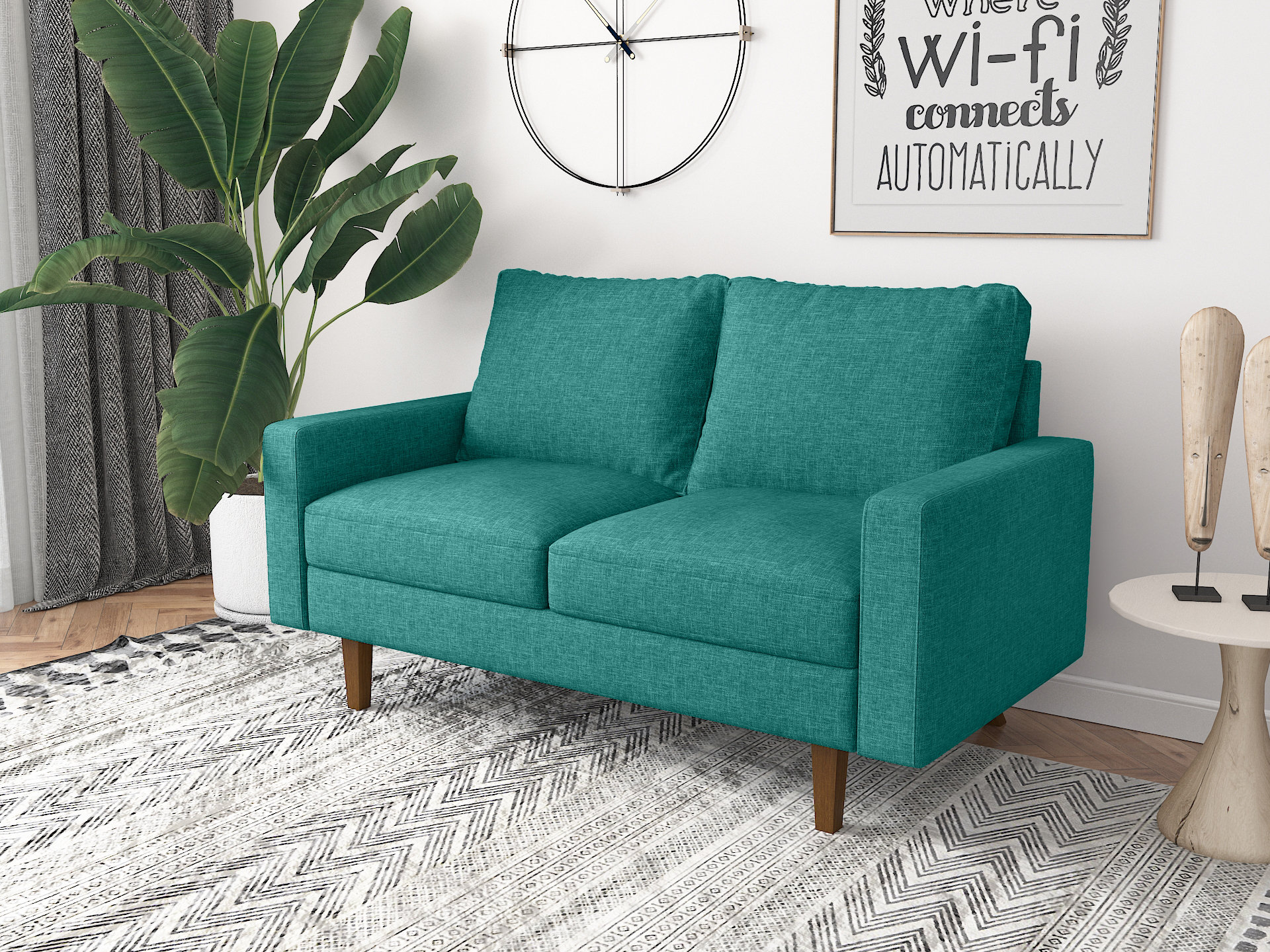Ebern Designs Isa-Bella 58" Linen Square Arm Loveseat & Reviews ...