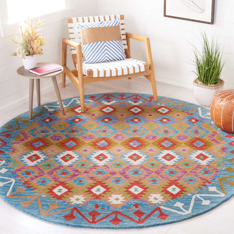 Horwich 417 Area Rug In Light Blue / Beige, Round 7'