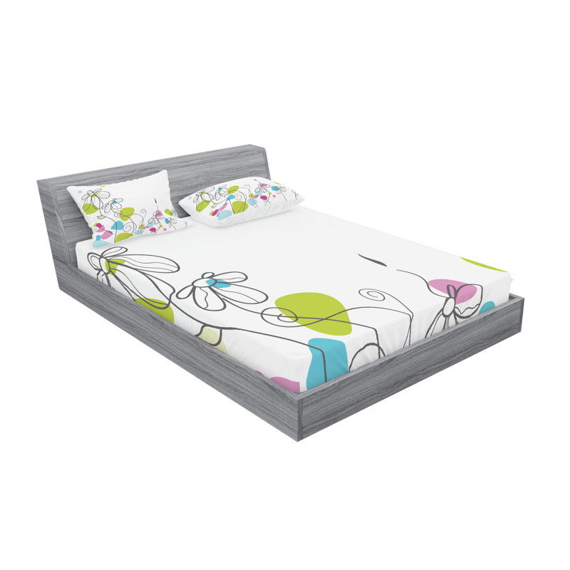 Ensemble de draps Daisy, Ensemble de drap pour grand lit avec drap-housse