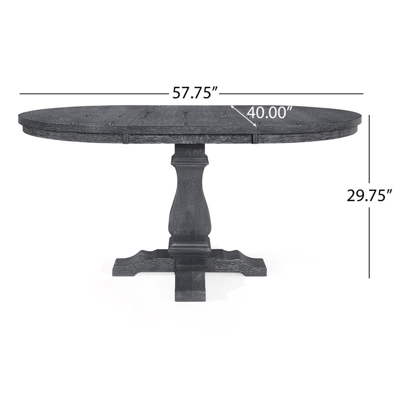 Toccata Extendable Round Solid Wood Base Dining Table, Grey
