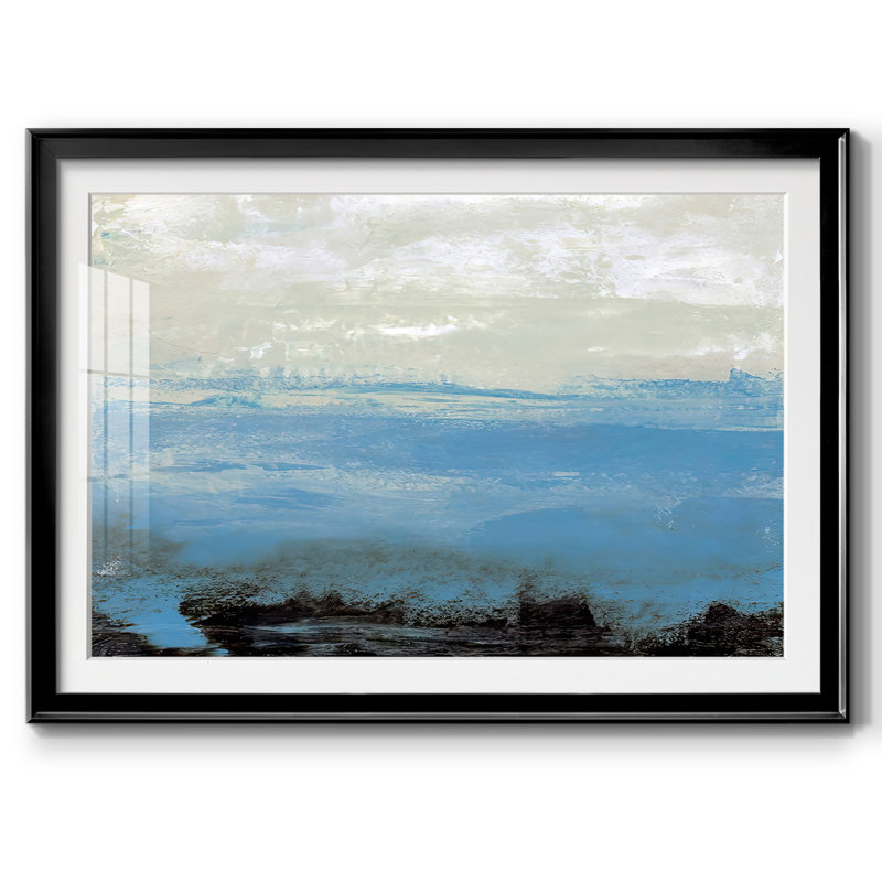 «Bridges Cyan III», encadré, impression encadrée avec biseau mat et verre, Papier encadré noir, H 27 po x l 39 po x P 1,5 po