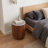 Modern Round Wooden Ribbed Pedestal Side Table with Marble Top Accent - Statement Narrow End Table for Living Room or Any Interior Design - 20"-2007732555