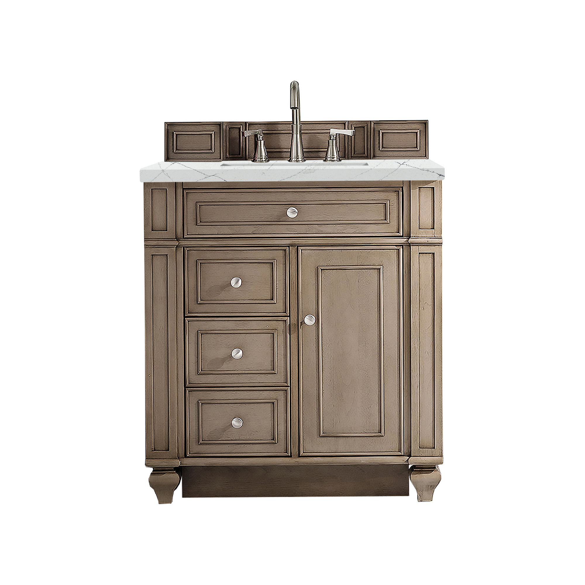 Bristol 30'' W Single Vanity, Ethereal Noctis, Whitewashed Walnut, 8" Widespread