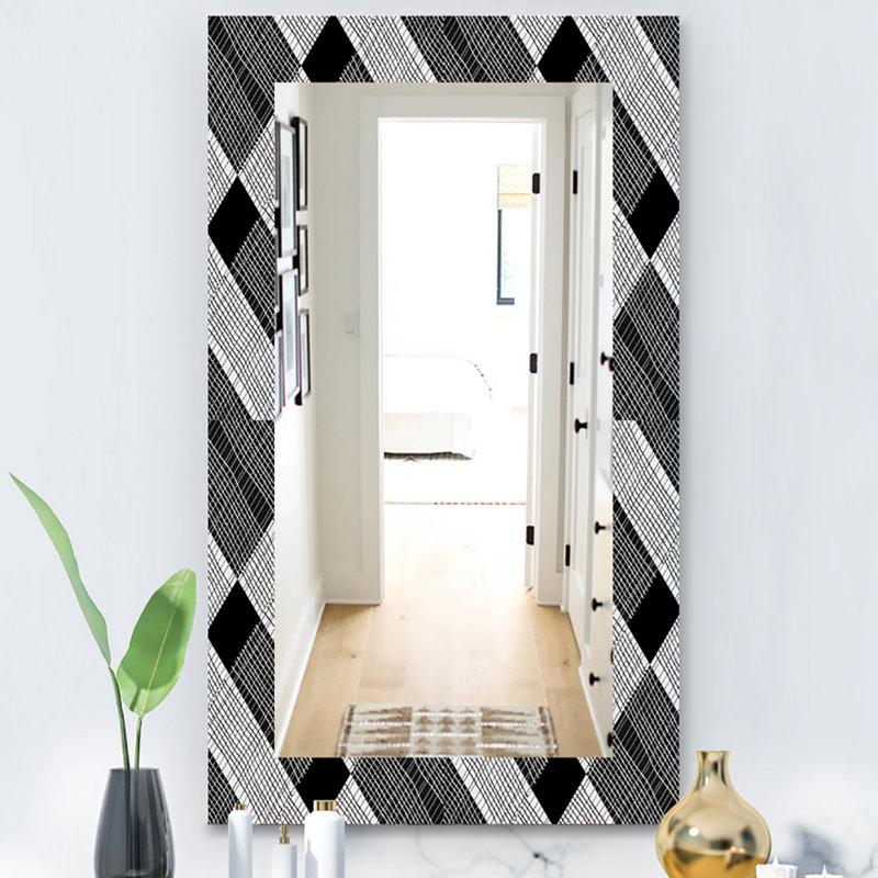 Miroir mural traditionnel check stripes and, H 39,4 po x l 29,5 po