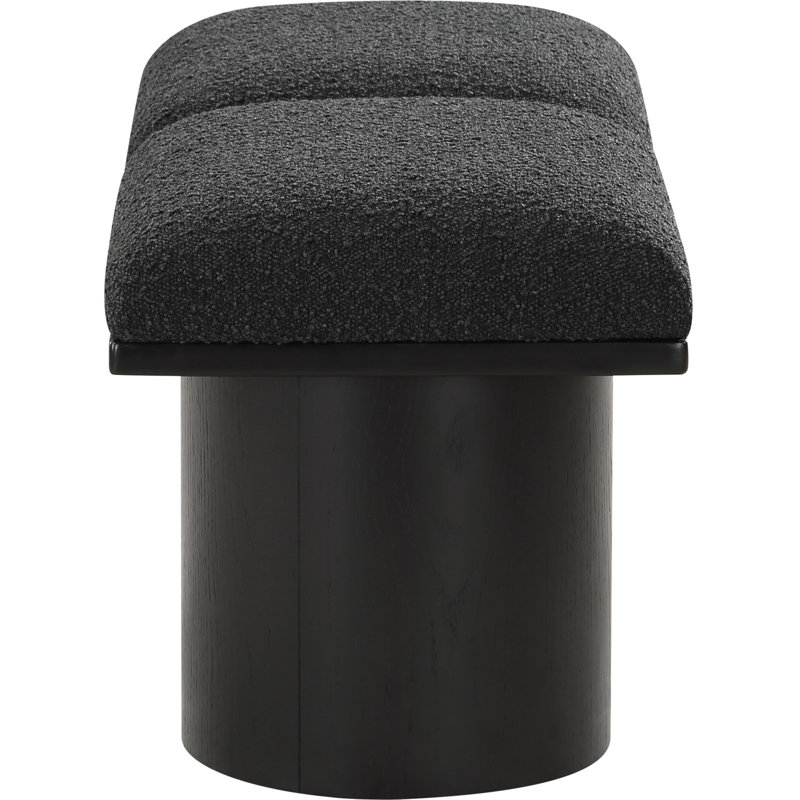 Banc rembourré Husnan, H 17,5 po x l 31 po x P 18 po, Noir, Tissu bouclé noir