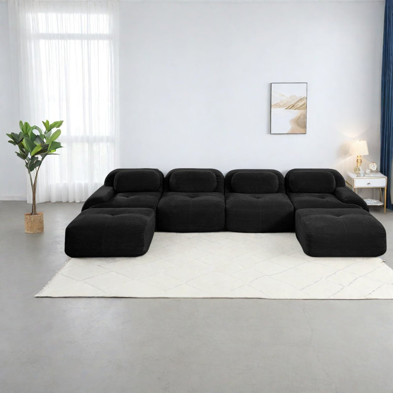 Canapés modulaires en velours côtelé, conception ergonomique en forme de U pour les salons