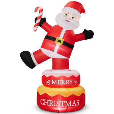 6FT Standing Spinning Santa Christmas Inflatable with 4 LED Lights 