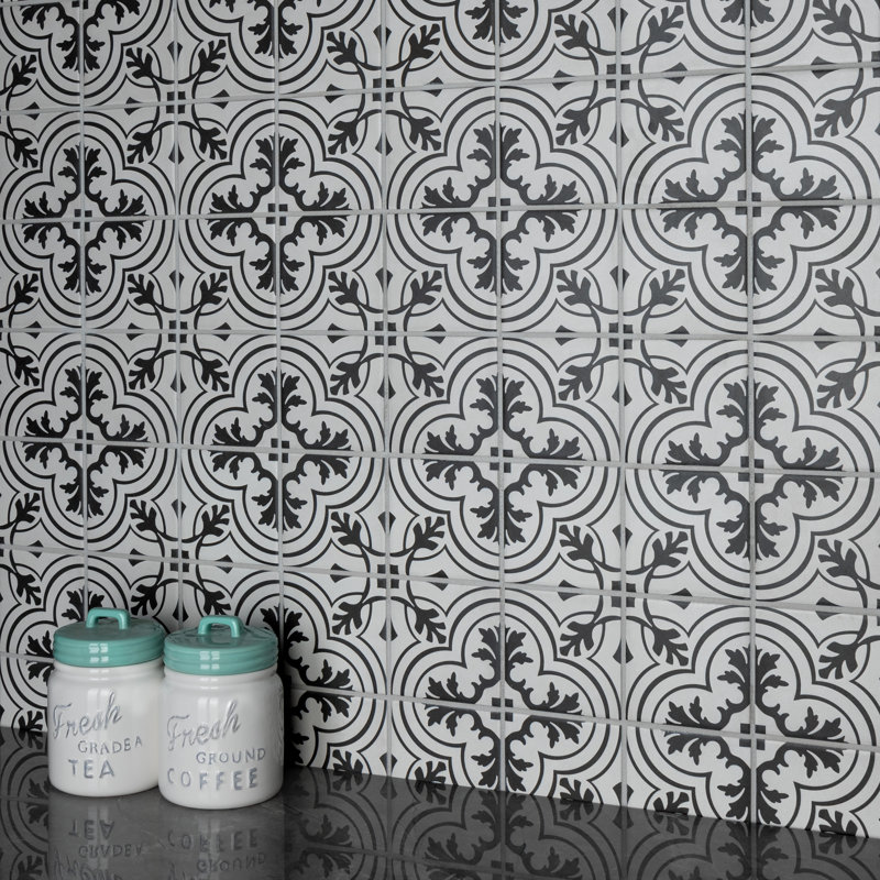Twenties Mini 4" x 4" Ceramic Patterned Wall & Floor Tile