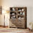 74" Tall Bookbookshelf, Large Farmhouse Bookcase With 3 Drawers Set Of 2, Wood Bookshelves Storage Cabinets For Living Room, Home Office, Library, Brown-1594478275