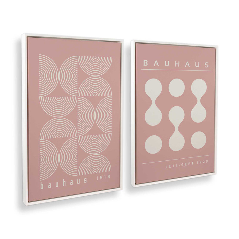 Ensemble de 2 roses Bauhaus Flow, Cadre flottant blanc opaque, H 19 po x l 26 po