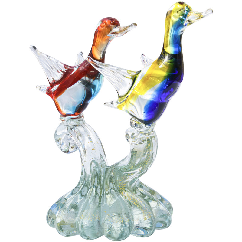Vintage Large Barbini Murano Sommerso Italian Art Glass Birds Centerpiece