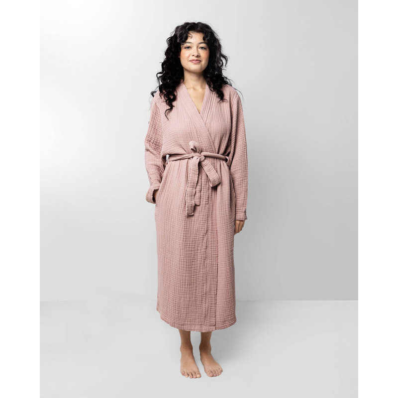 Kimono en mousseline de coton, Rose rouillé, P / M