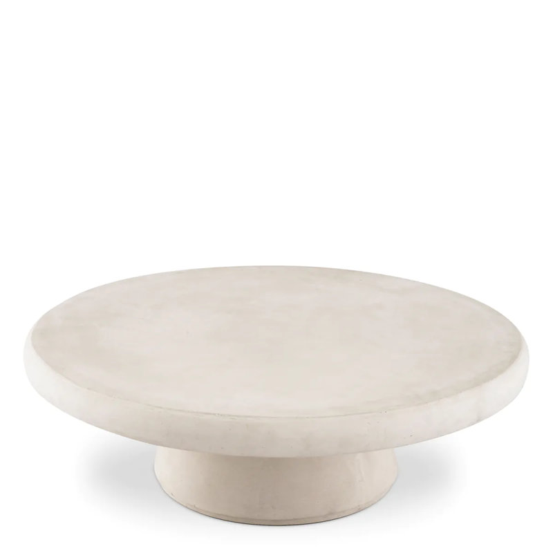 Cleon Outdoor Round Coffee Table, Cream