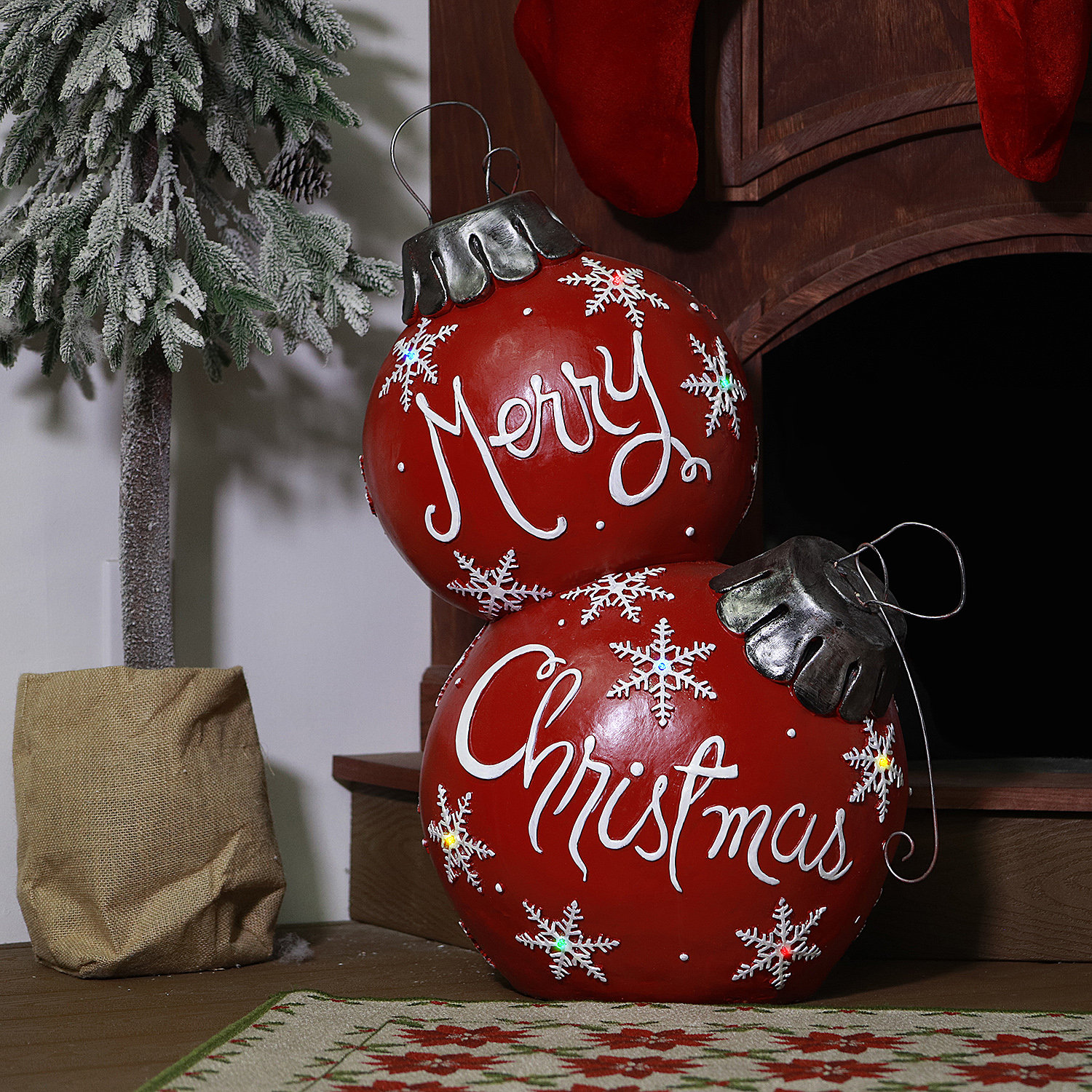 LED Iron Christmas Lighted Display, 30" H  x 16" W x 21" D