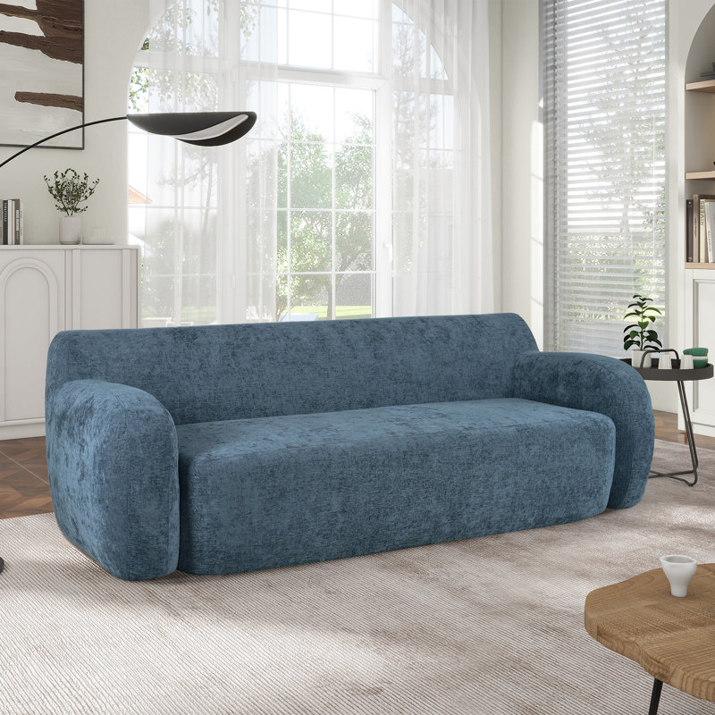 U_Style 81.5" Minimalist Compression Sofa, Dark Blue