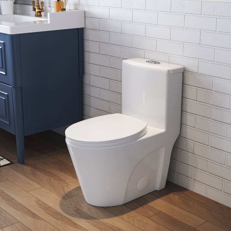 Toilette une pièce avec siège ADA Hauteur 17,2 po, double chasse allongée 1,28 GPF, CARTE 1000 g, blanc