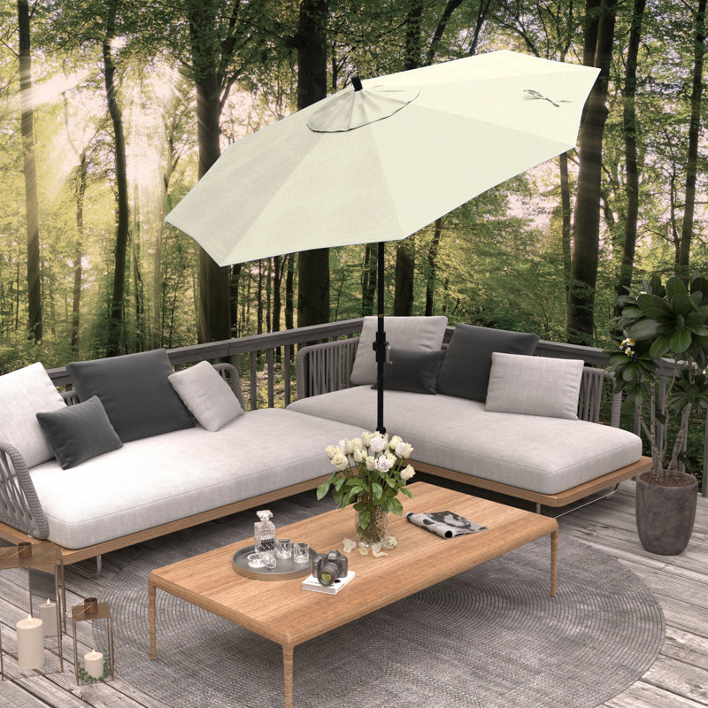 Parasol de marché 108 po Anushka, Toile Sunbrella® beige antique