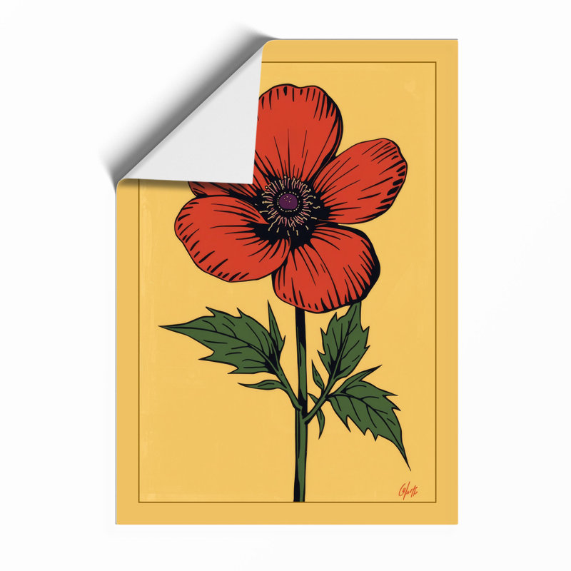 Red Poppy Study Botanical - Print, Unframed, A1 - 84.1 x 59.4 cm
