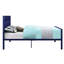 Chambre à coucher Lit en métal bleu avec une plateforme complète esthétique industrielle