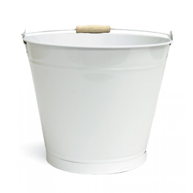 Seau à poignée blanche, H 11,5 po x l 12,75 po x P 12,75 po