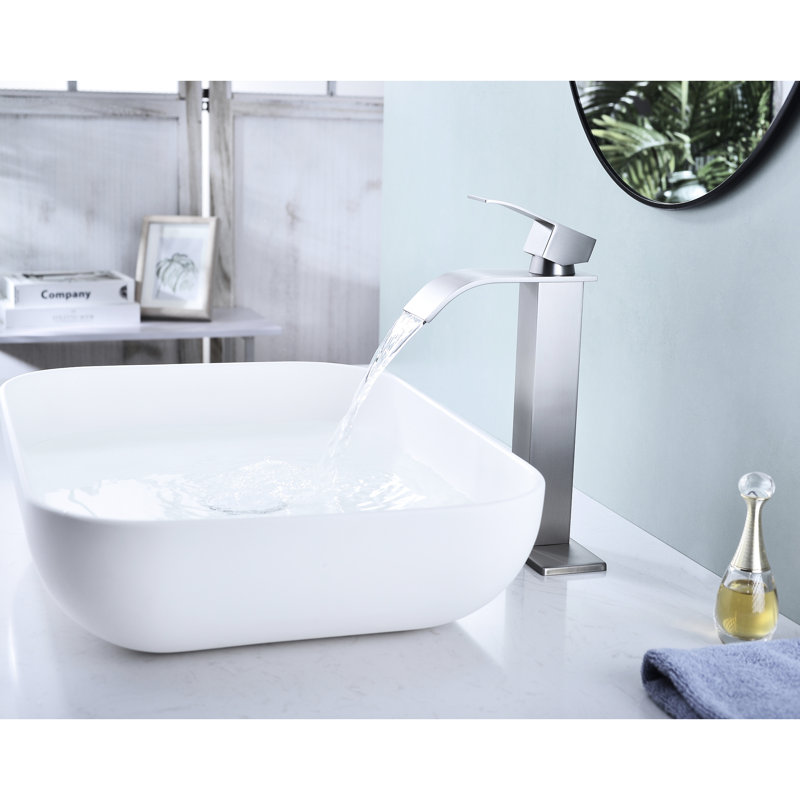 Waterfall - Style Single Handle Bathroom Faucet With Pop Up Drain, No Overflow, Stainless Steel Material, Corrosion Surface, Gentle Waterfall, Ideal For Sinks Without Overflow Spout And Steel,
