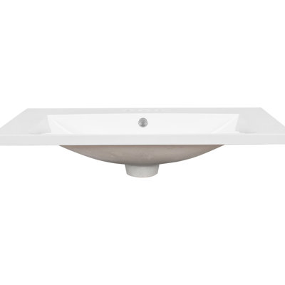 Plateau de meuble-lavabo en céramique blanc 30 po, fixation pour robinet 4 po, lavabo sous comptoir, comptoir facile à nettoyer, épaisseur de rebord simple de 0,98 po