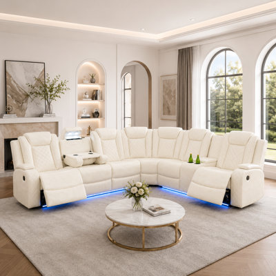 Canapé modulaire inclinable électrique en cuir synthétique 3 pièces Monkie