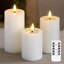 Remote Flameless Flickering Pillar Candles with Candle Grease Effect,Pack of 3 White LED Battery Oprated 2/4/6/8 Hours Timer Real Wax Electric Candles(7.5x10,12.5,15 cm)