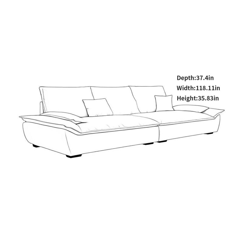 Canapé simple en tissu décontracté, Jaune, 4, H 35,83 po x l 118,11 po x P 37,4 po