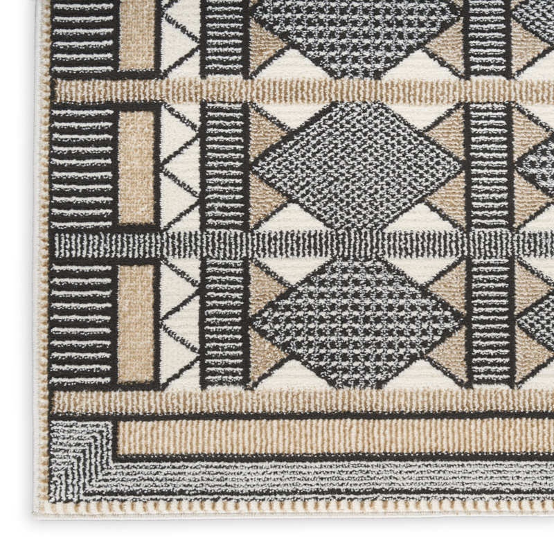Tapis d'intérieur multicolore ivoire Ebern Designs Reimann, Rectangle 5 pi x 7 pi