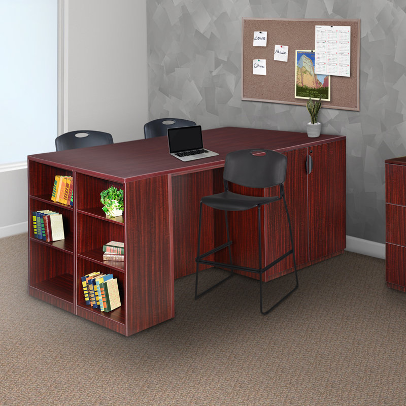 Nebih 6-Shelf Open workstation, Mahogany