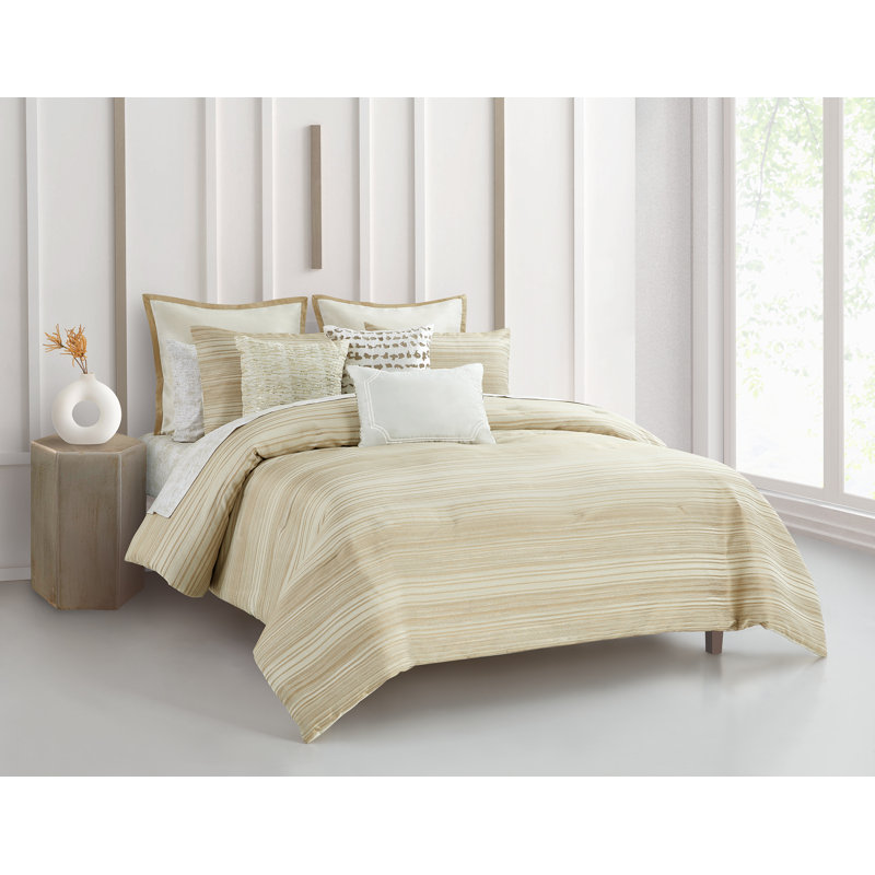 Golden Stripe 10 Piece Bed in a Bag, King Comforter + 10 Additional Pieces