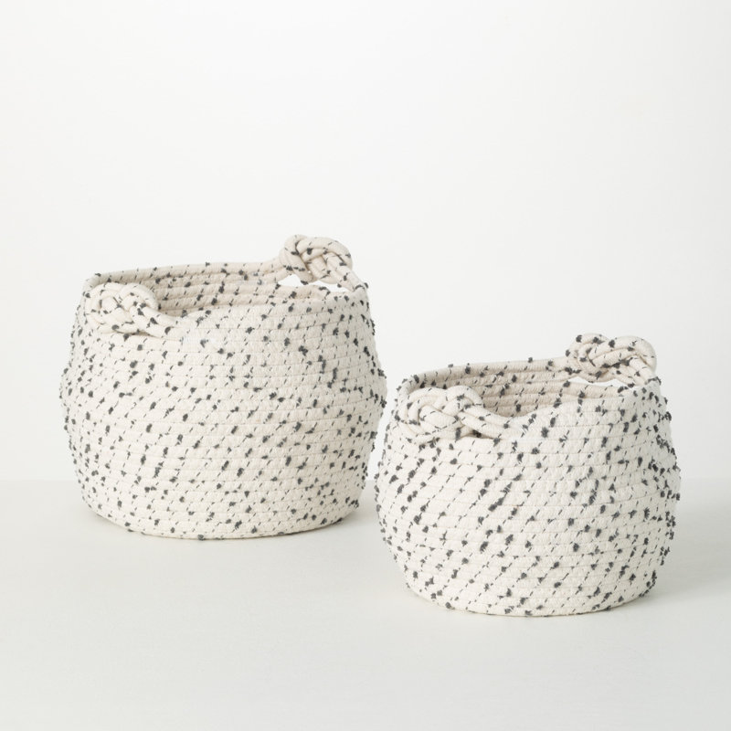 Ensemble de 2 paniers en tissu Mcquade, Blanc