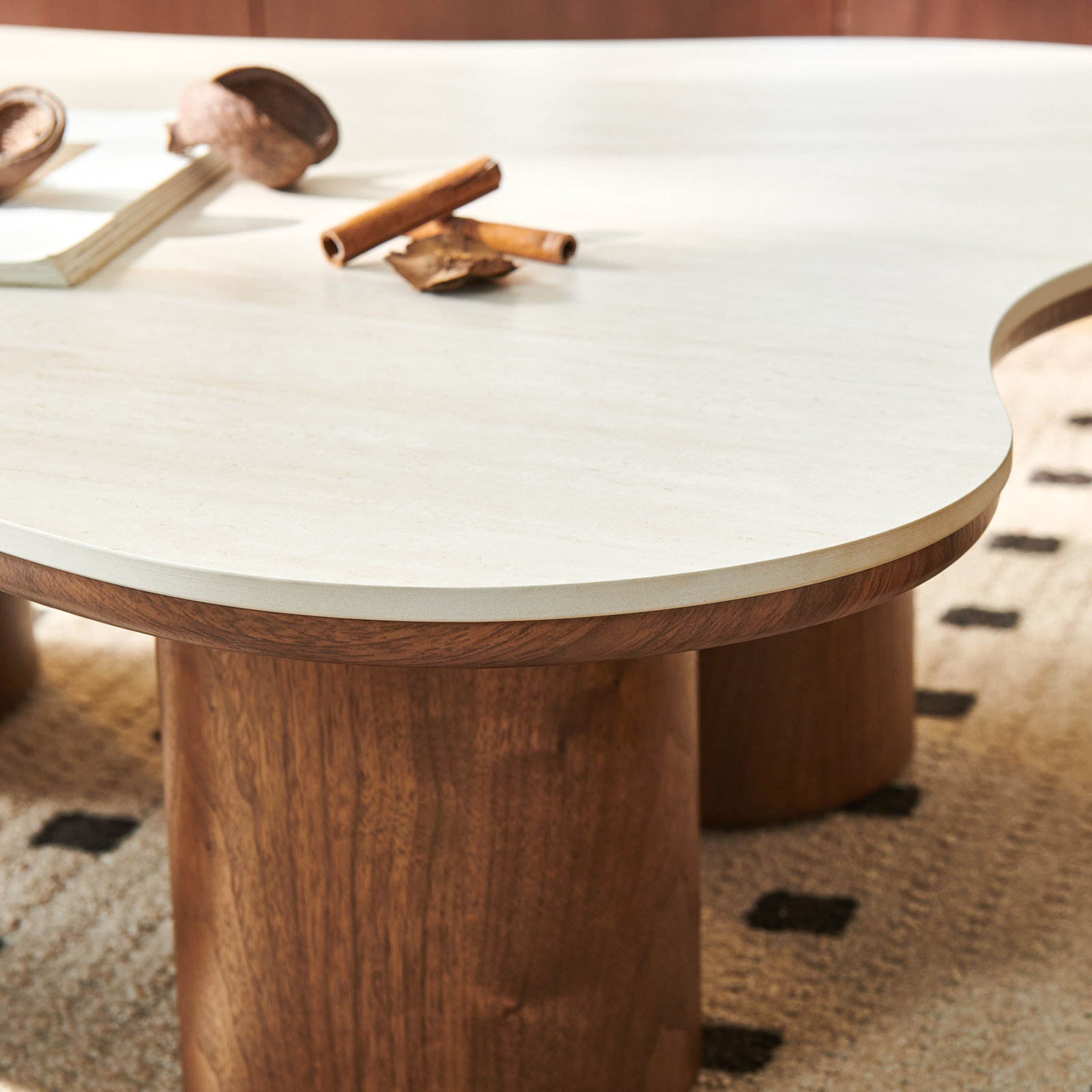 Masiyah Cloud Coffee Table, Light Yellow/Brown