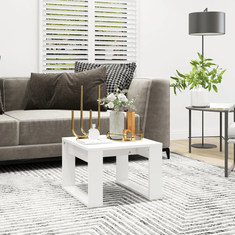 Table d'appoint carrée en bois d'ingénierie minimaliste, Blanc