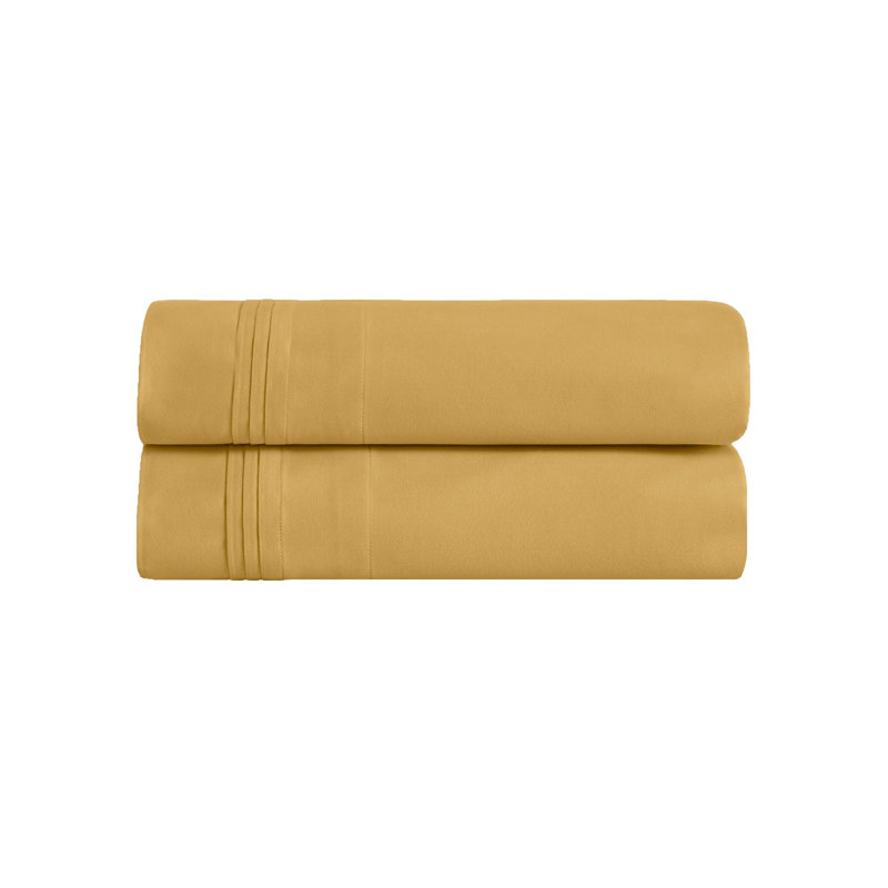 Aldin 650 Thread Count Certified Certified Egyptian Cotton Solid Color Pillowcase Set, Gold, Standard