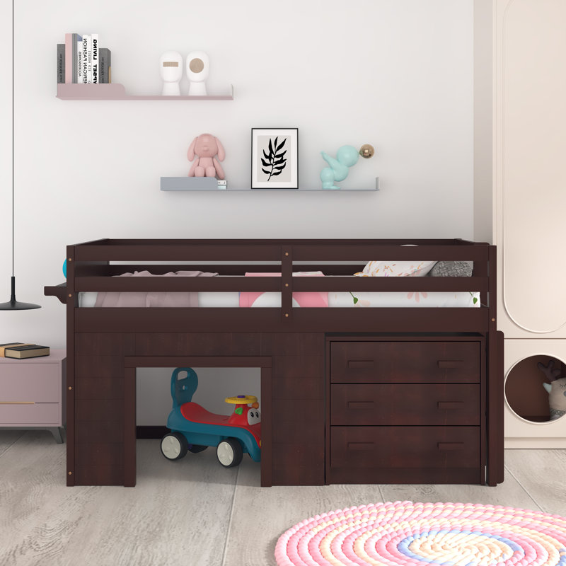 Gerick Twin Loft Bed With Drawer, Espresso