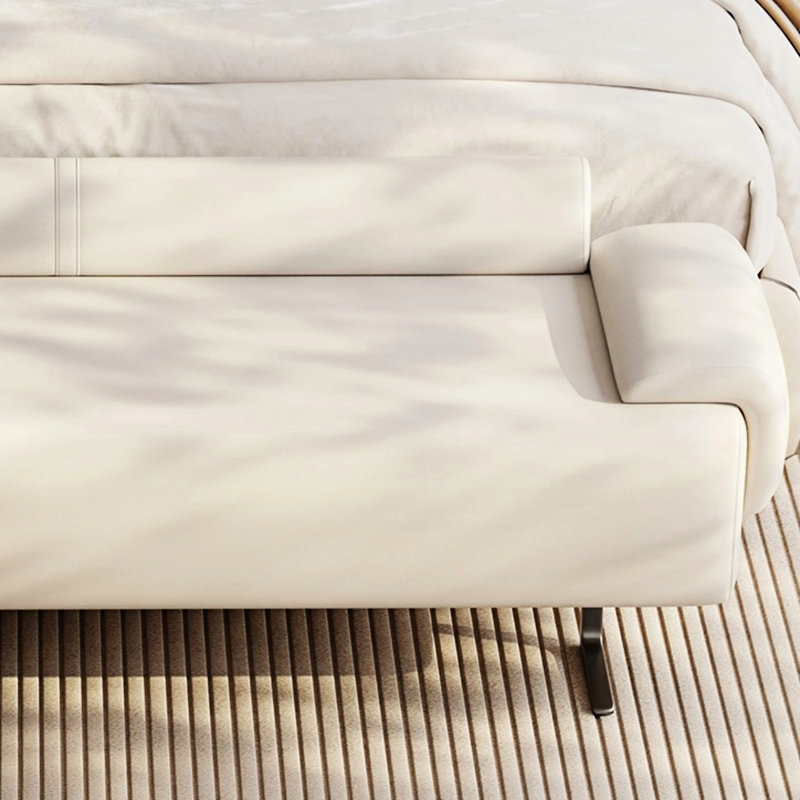Banc rembourré en cuir de microfibre crème, Blanc cassé