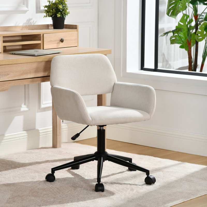Primeaux Velvet Scandinavian Desk Chair, Beige