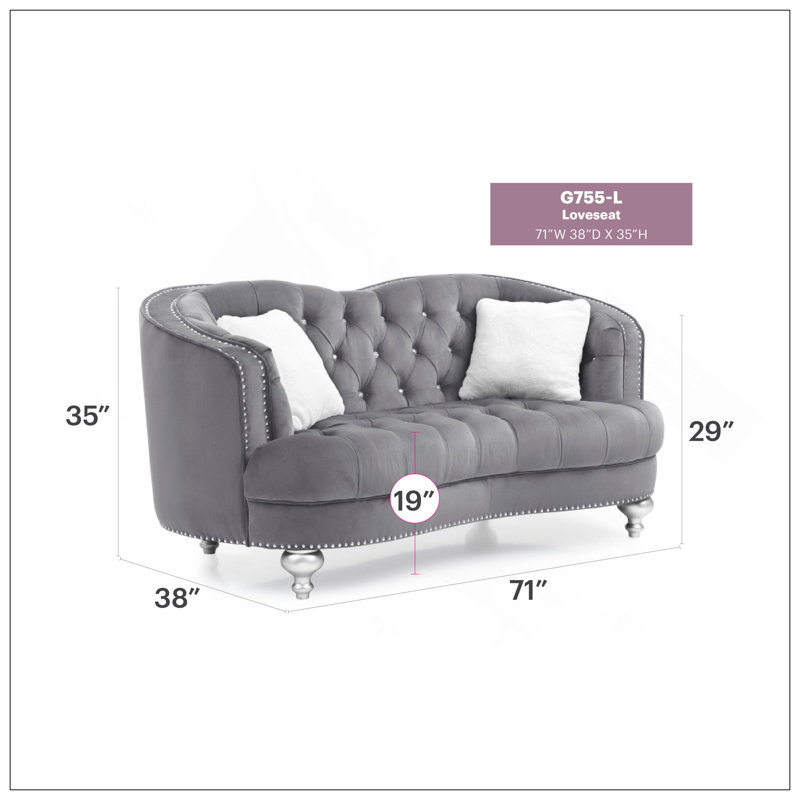 Charmante causeuse grise avec accoudoirs encastrés, Grey