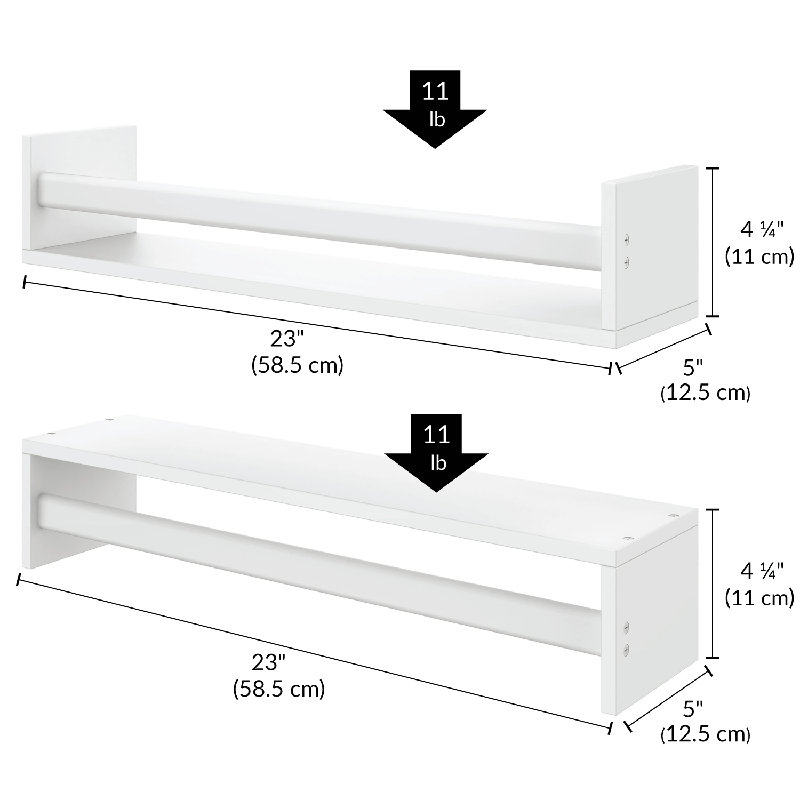 Tablettes flottantes 23 "avec barre avant Rigga