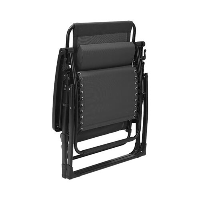 Chaise longue pliante zéro gravité pour terrasse Brevard, noir, Noir