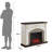 44Inch Electric Fireplace with Mantel, Farmhouse TV Stand with Electric Fire Place Heater, Stacked Stone Surround,White Firebox with 23" Fireplace Insert for Bedroom,Living Room-991921269