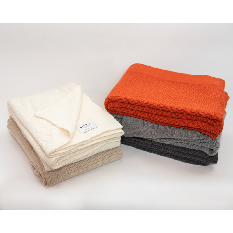 Domenica Knit Cashmere Throw Blanket, Almond
